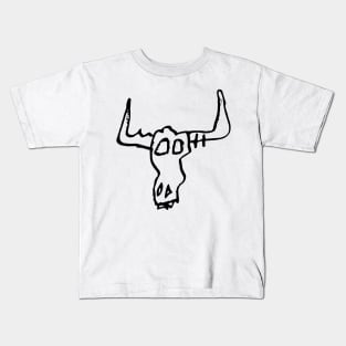 Bull Skull Doodle Black Kids T-Shirt